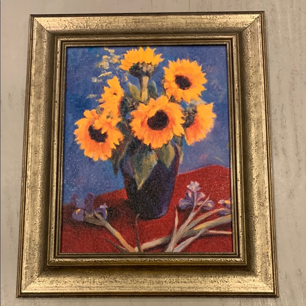 🌻🖼️Sunflower Art Print in Gold Frame🌻🖼️